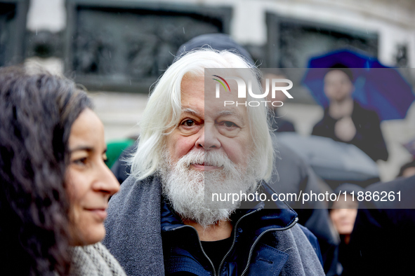 Paul Watson, founder of the Sea Shepherd Conservation Society and anti-whaling activist, attended a rally in his support at Place de la Repu...