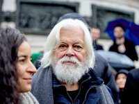 Paul Watson, founder of the Sea Shepherd Conservation Society and anti-whaling activist, attended a rally in his support at Place de la Repu...