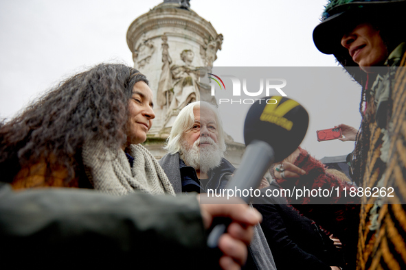 Paul Watson, founder of the Sea Shepherd Conservation Society and anti-whaling activist, attended a rally in his support at Place de la Repu...