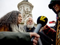 Paul Watson, founder of the Sea Shepherd Conservation Society and anti-whaling activist, attended a rally in his support at Place de la Repu...