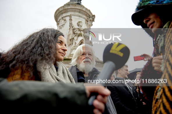 Paul Watson, founder of the Sea Shepherd Conservation Society and anti-whaling activist, attended a rally in his support at Place de la Repu...