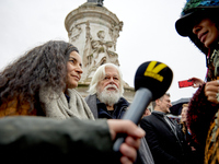 Paul Watson, founder of the Sea Shepherd Conservation Society and anti-whaling activist, attended a rally in his support at Place de la Repu...