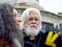 Paul Watson, founder of the Sea Shepherd Conservation Society and anti-whaling activist, attended a rally in his support at Place de la Repu...