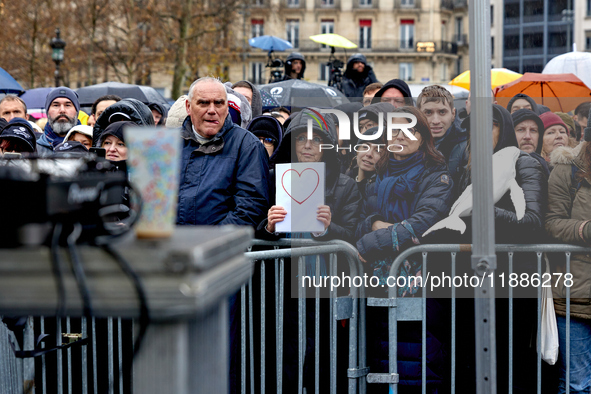 Supporters of anti-whaling activist Paul Watson staged a rally at Place de la Republique in Paris on December 21, 2024, a day after his arri...