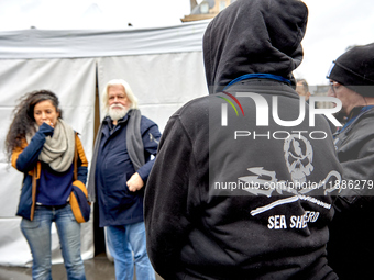 Supporters of anti-whaling activist Paul Watson staged a rally at Place de la Republique in Paris on December 21, 2024, a day after his arri...