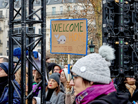 Supporters of anti-whaling activist Paul Watson staged a rally at Place de la Republique in Paris on December 21, 2024, a day after his arri...