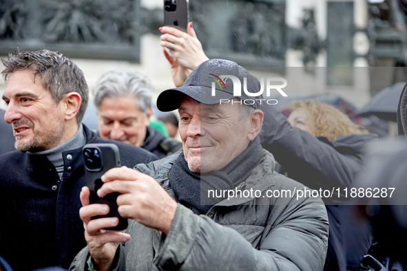 Laurent Baffie, humorist, attended a rally at Place de la République in Paris on December 21, 2024, in support of Paul Watson, founder of th...