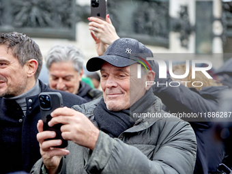 Laurent Baffie, humorist, attended a rally at Place de la République in Paris on December 21, 2024, in support of Paul Watson, founder of th...