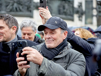 Laurent Baffie, humorist, attended a rally at Place de la République in Paris on December 21, 2024, in support of Paul Watson, founder of th...