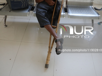 An amputee with a prosthetic limb is inside the Rehabilitation & Research Centre, a unit of Mahavir Seva Sadan, in Arambag on the outskirts...