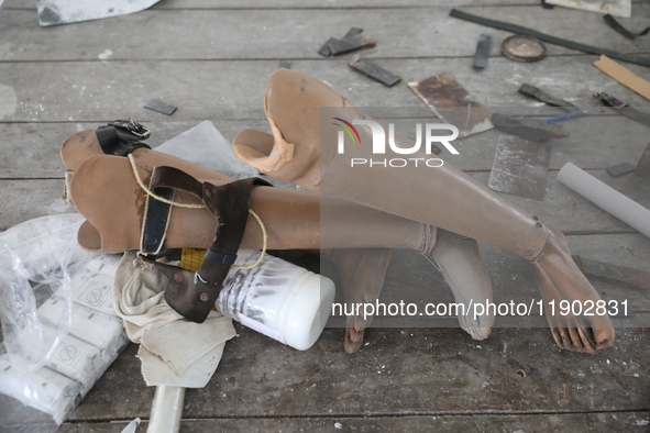 Prosthetic limbs are on display inside the Rehabilitation & Research Centre, a unit of Mahavir Seva Sadan, in Arambag on the outskirts of Ko...