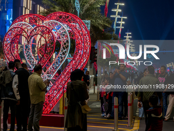 People gather at Lusail Boulevard during New Year's Day celebrations in Doha, Qatar, on January 1, 2025. (