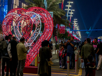 People gather at Lusail Boulevard during New Year's Day celebrations in Doha, Qatar, on January 1, 2025. (