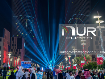 People gather at Lusail Boulevard during New Year's Day celebrations in Doha, Qatar, on January 1, 2025. (