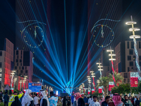 People gather at Lusail Boulevard during New Year's Day celebrations in Doha, Qatar, on January 1, 2025. (