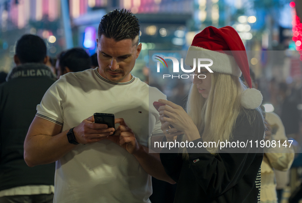 People gather at Lusail Boulevard during New Year's Day celebrations in Doha, Qatar, on January 1, 2025. 