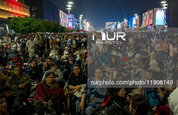 People gather at Lusail Boulevard during New Year's Day celebrations in Doha, Qatar, on January 1, 2025. 