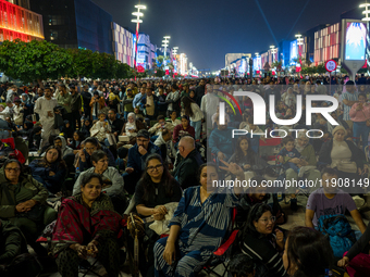 People gather at Lusail Boulevard during New Year's Day celebrations in Doha, Qatar, on January 1, 2025. (