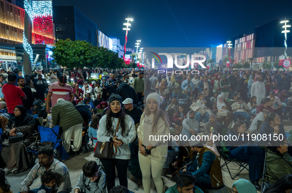 People gather at Lusail Boulevard during New Year's Day celebrations in Doha, Qatar, on January 1, 2025. 