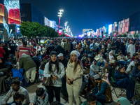 People gather at Lusail Boulevard during New Year's Day celebrations in Doha, Qatar, on January 1, 2025. (