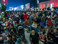 People gather at Lusail Boulevard during New Year's Day celebrations in Doha, Qatar, on January 1, 2025. (