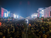 People gather at Lusail Boulevard during New Year's Day celebrations in Doha, Qatar, on January 1, 2025. (