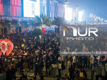 People gather at Lusail Boulevard during New Year's Day celebrations in Doha, Qatar, on January 1, 2025. (