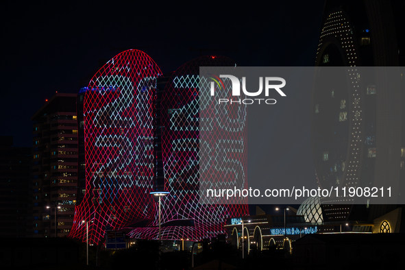 An LED screen on a building displays ''2025'' in Lusail Boulevard during New Year's Day celebrations in Doha, Qatar, on January 1, 2025. 