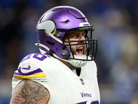 DETROIT,MICHIGAN-JANUARY 5: Guard Dalton Risner (66) of the Minnesota Vikings walks on the field ahead of a game between the Detroit Lions a...