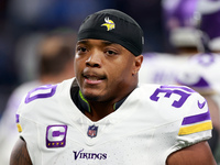 DETROIT,MICHIGAN-JANUARY 5:  Fullback C.J. Ham (30) of the Minnesota Vikings walks on the field ahead of a game between the Detroit Lions an...