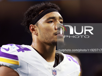 DETROIT,MICHIGAN-JANUARY 5:  Safety Camryn Bynum (24) of the Minnesota Vikings walks off of the field at the conclusion of a game between th...