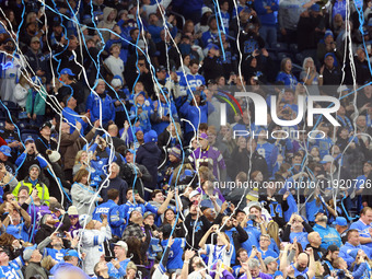 DETROIT,MICHIGAN-JANUARY 5:  Streamers are released into the crowd at the conclusion of a game between the Detroit Lions and the Minnesota V...