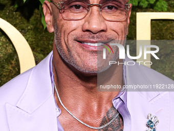 Dwayne Johnson wearing Dolce and Gabanna arrives at the 82nd Annual Golden Globe Awards held at The Beverly Hilton Hotel on January 5, 2025...