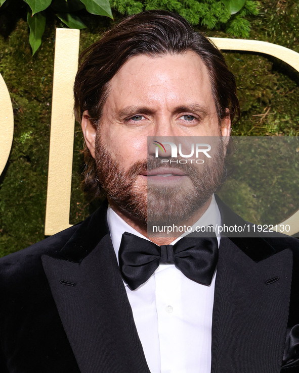 Edgar Ramirez wearing Brioni arrives at the 82nd Annual Golden Globe Awards held at The Beverly Hilton Hotel on January 5, 2025 in Beverly H...