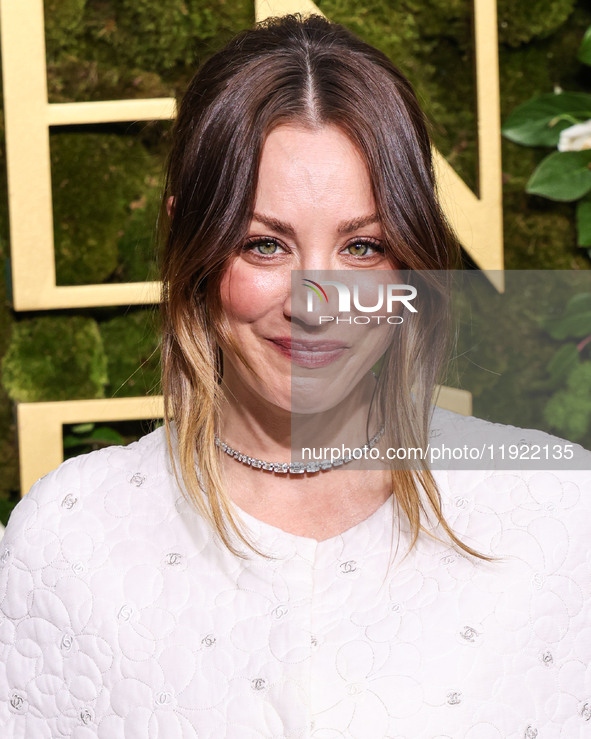 Kaley Cuoco arrives at the 82nd Annual Golden Globe Awards held at The Beverly Hilton Hotel on January 5, 2025 in Beverly Hills, Los Angeles...