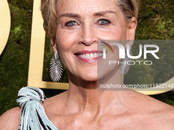 Sharon Stone wearing Louis Vuitton arrives at the 82nd Annual Golden Globe Awards held at The Beverly Hilton Hotel on January 5, 2025 in Bev...