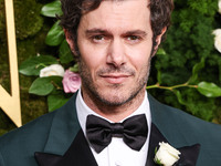 Adam Brody wearing Prada arrives at the 82nd Annual Golden Globe Awards held at The Beverly Hilton Hotel on January 5, 2025 in Beverly Hills...