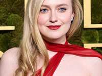 Dakota Fanning wearing custom Dolce and Gabanna arrives at the 82nd Annual Golden Globe Awards held at The Beverly Hilton Hotel on January 5...