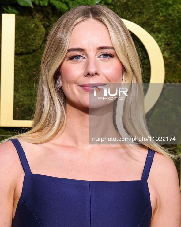 Justine Lupe wearing Prada arrives at the 82nd Annual Golden Globe Awards held at The Beverly Hilton Hotel on January 5, 2025 in Beverly Hil...