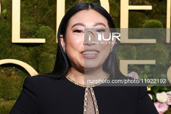 Awkwafina wearing Jenny Packham arrives at the 82nd Annual Golden Globe Awards held at The Beverly Hilton Hotel on January 5, 2025 in Beverl...