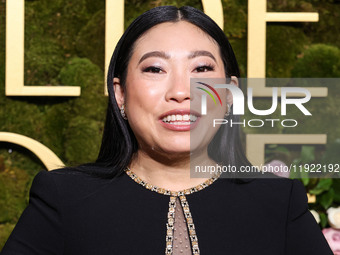 Awkwafina wearing Jenny Packham arrives at the 82nd Annual Golden Globe Awards held at The Beverly Hilton Hotel on January 5, 2025 in Beverl...