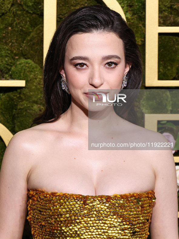 Mikey Madison wearing custom Bottega Veneta arrives at the 82nd Annual Golden Globe Awards held at The Beverly Hilton Hotel on January 5, 20...