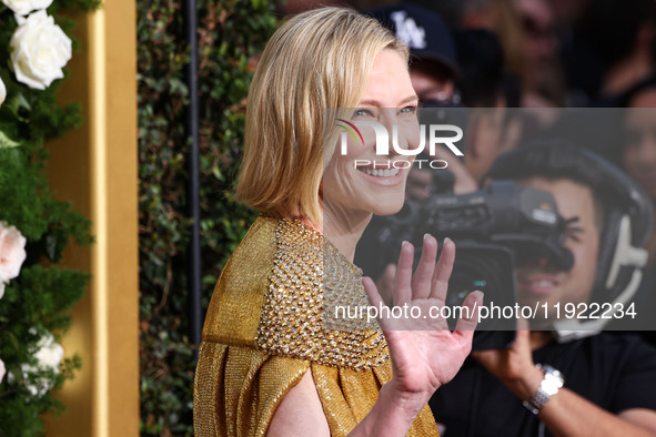 Cate Blanchett arrives at the 82nd Annual Golden Globe Awards held at The Beverly Hilton Hotel on January 5, 2025 in Beverly Hills, Los Ange...