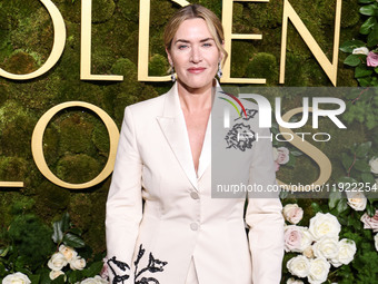 Kate Winslet wearing bespoke Erdem arrives at the 82nd Annual Golden Globe Awards held at The Beverly Hilton Hotel on January 5, 2025 in Bev...