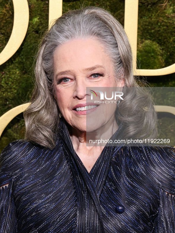 Kathy Bates arrives at the 82nd Annual Golden Globe Awards held at The Beverly Hilton Hotel on January 5, 2025 in Beverly Hills, Los Angeles...