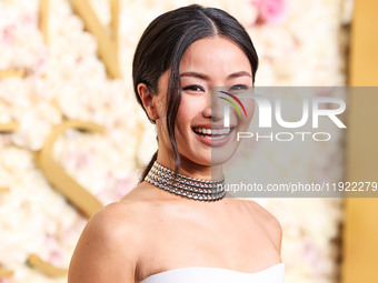 Anna Sawai wearing a Dior dress and Cartier jewelry arrives at the 82nd Annual Golden Globe Awards held at The Beverly Hilton Hotel on Janua...