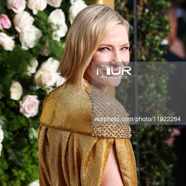 Cate Blanchett arrives at the 82nd Annual Golden Globe Awards held at The Beverly Hilton Hotel on January 5, 2025 in Beverly Hills, Los Ange...