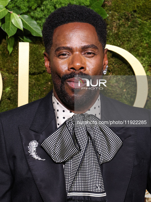 Colman Domingo wearing Valentino arrives at the 82nd Annual Golden Globe Awards held at The Beverly Hilton Hotel on January 5, 2025 in Bever...