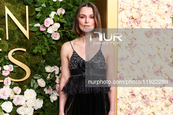 Keira Knightley wearing Chanel arrives at the 82nd Annual Golden Globe Awards held at The Beverly Hilton Hotel on January 5, 2025 in Beverly...