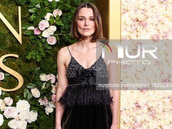 Keira Knightley wearing Chanel arrives at the 82nd Annual Golden Globe Awards held at The Beverly Hilton Hotel on January 5, 2025 in Beverly...